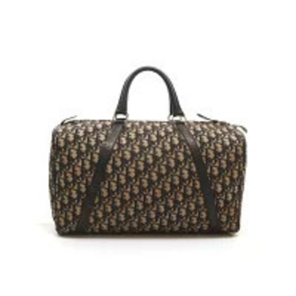Christian Dior Trotter Boston Bag Canvas Navy Blue